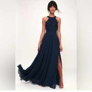 Lulu's Midnight Blue Lace Formal Dress.Size Large NWOT